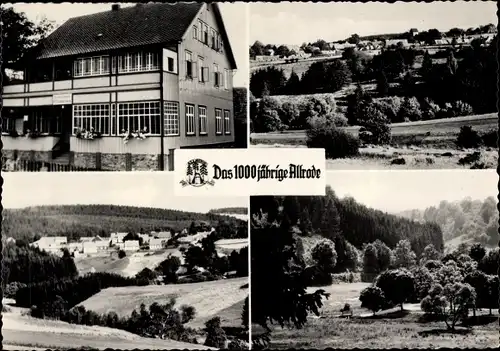 Ak Allrode Thale Harz, Panoramablick auf den Ort mit Betriebsferienheim