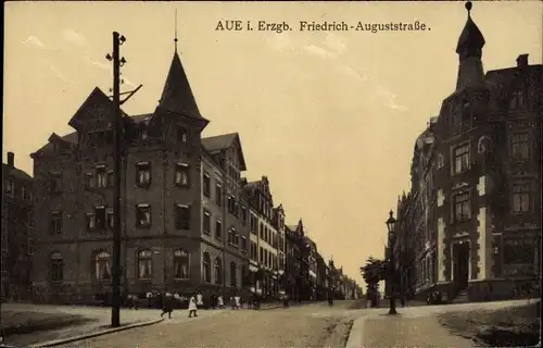 Ak Aue im Erzgebirge Sachsen, Friedrich Auguststraße