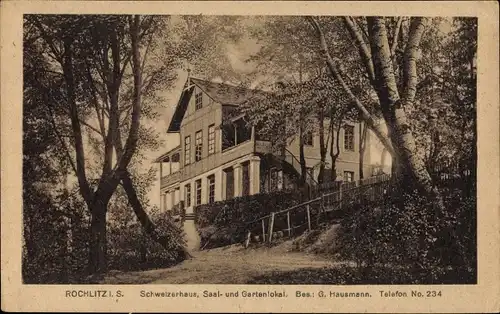 Ak Rochlitz an der Mulde, Schweizerhaus, Saal- und Gartenlokal