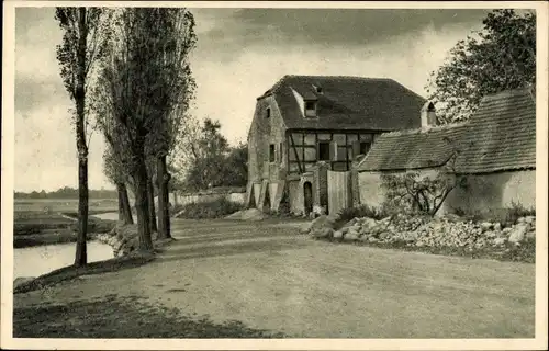 Ak Graßdorf Taucha in Nordsachsen, Dorfstraße