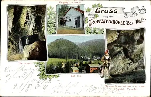 Ak Bad Thal Ruhla im Wartburgkreis Thüringen, Tropfsteinhöhle, Grotte, Zwerg, Capelle