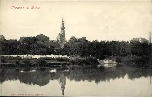 Ak Trebsen an der Mulde Sachsen, Teilansicht mit Kirche