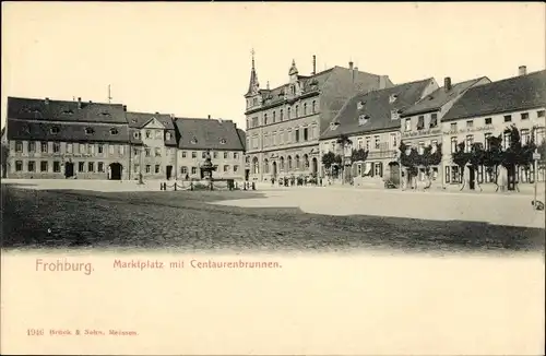 Ak Frohburg in Sachsen, Marktplatz mit Centaurenbrunnen