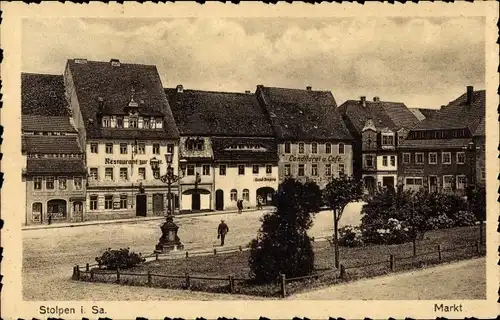 Ak Stolpen in Sachsen, Restaurant zur Post, Markt, Café