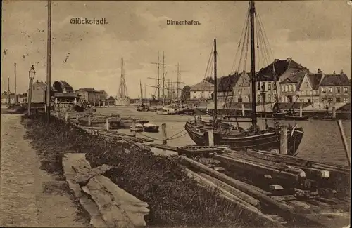 Ak Glückstadt an der Elbe, Binnenhafen