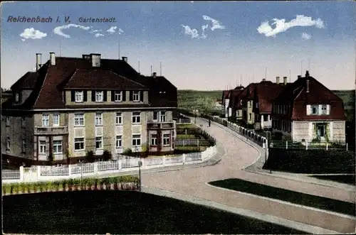 Ak Reichenbach Vogtland, Gartenstadt, Straßenpartie, Hausansichten