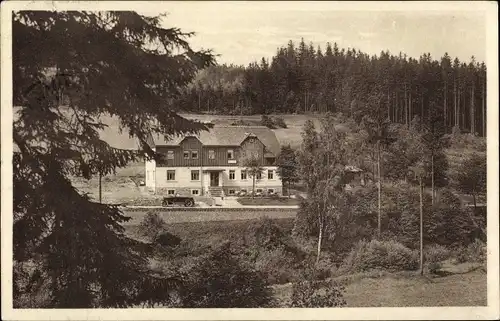 Ak Pobershau Marienberg im Erzgebirge, Schwarzbeerschänke, Wald