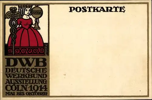 Steindruck Ak Köln am Rhein, Köln am Rhein, DWB Deutsche Werkbund Ausstellung 1914, Hermesstab 