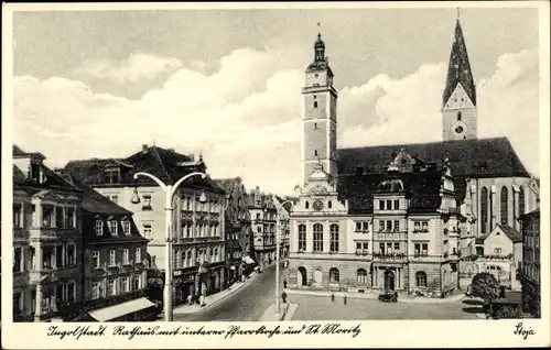 Ak Ingolstadt in Oberbayern, Rathaus, untere Pfarrkirche, St. Moritz