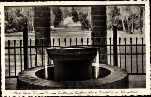Ak Polczyn Zdrój Bad Polzin Pommern, Kurpark, neuer Quellentempel, Quellentrichter, Konzerthalle