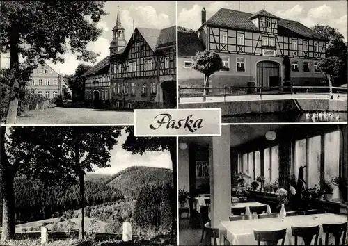 Ak Paska in Thüringen, Gasthaus und Sommerfrische, Inh. G. Poley, Innen und Außen