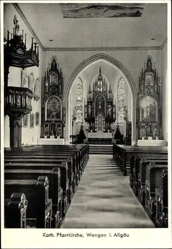 Ak Wengen Weitnau im Allgäu Schwaben, Kath. Pfarrkirche, Innenansicht