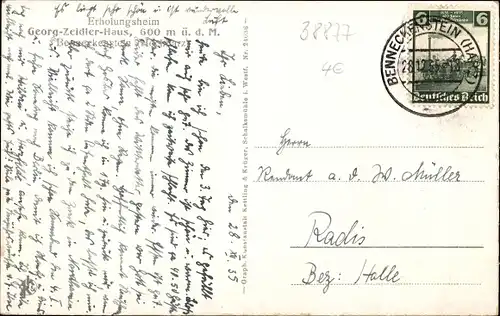 Ak Benneckenstein Oberharz, Erholungsheim Georg Zeidler Haus, Winter