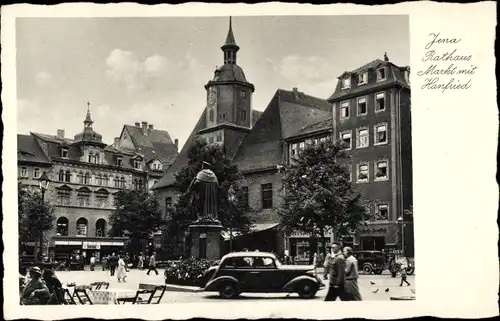 Ak Jena in Thüringen, Rathaus, Markt mit Hanfried