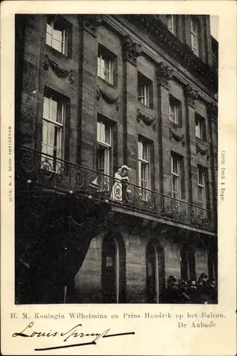 Ak Koningin Wilhelmina en Prins Hendrik op het Balcon, Adel Niederlande