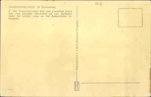 Ak Assepoester Serie, Aschenputtel, Märchen, Kutsche, Pferde, Soldaten, Zauberer