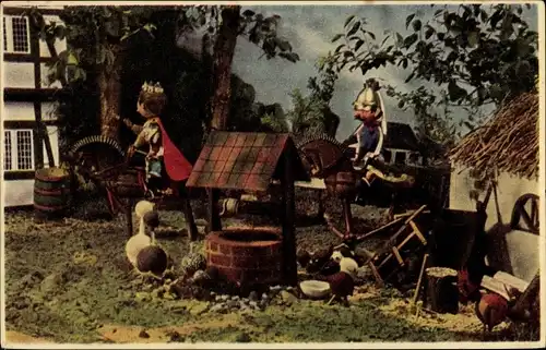 Ak Assepoester Serie, Aschenputtel, Märchen, Prinz, Soldaten, Bauernhof