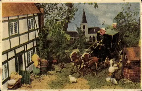 Ak Assepoester, Aschenputtel, Kutsche, Pferde, Bauernhof