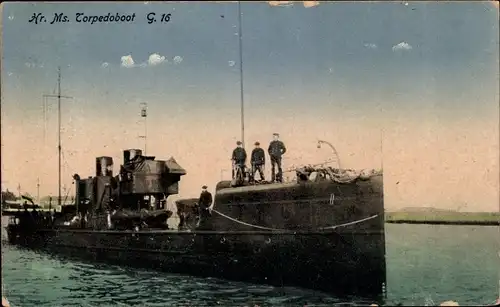 Ak Hr. Ms. Torpedoboot G 16, Niederländisches Kriegsschiff