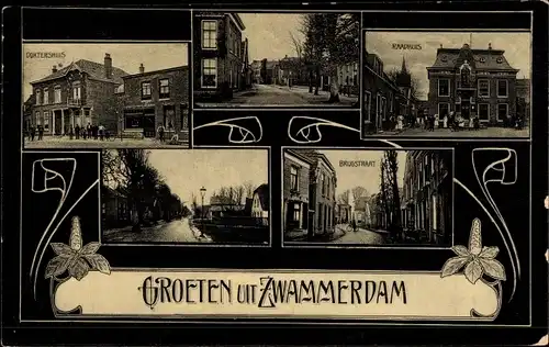 Ak Zwammerdam Südholland, Brugstraat, Raadhuis, Doxtershuis