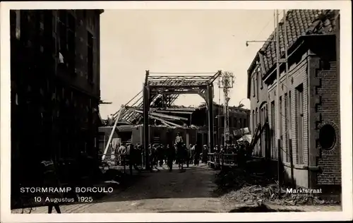 Ak Borculo Berkelland Gelderland, Marktstraat, Stormramp 1925, Zerstörungen der Sturmkatastrophe
