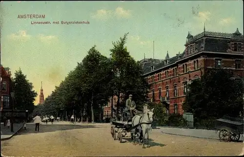 Ak Amsterdam Nordholland Niederlande, Linnaeusstr. met Burgerziekenhuis