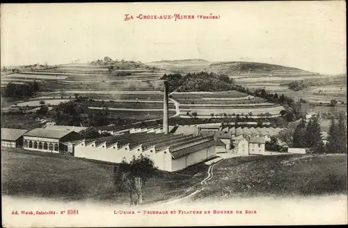 Ak La Croix aus Mines Vosges, Usine, Prignage et Filature en Bourge de Soiz
