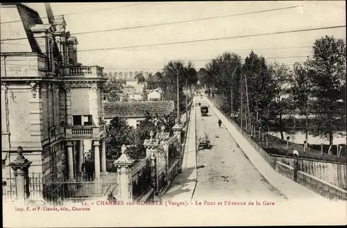 Ak Charmes sur Moselle Vosges, Le Pont et l'Avenue de la Gare, Brücke