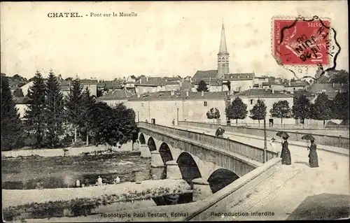 Ak Châtel sur Moselle Vosges, Pont sur la Moselle, Fluss, Brücke