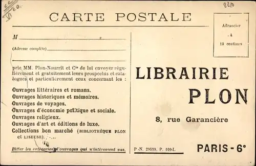 Ak Paris VI, Imprimerie Plon, Druckerei, Außenansicht