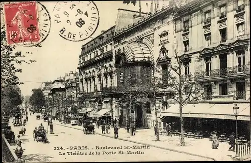 Ak Paris X, Le Theatre de la Porte St. Martin, Außenansicht