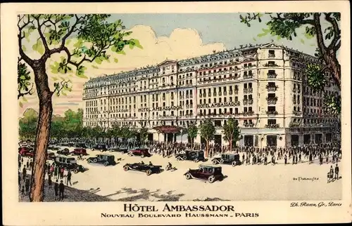 Künstler Ak Paris IX., Hotel Ambassador, Nouveau Boulevard Haussmann