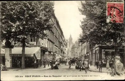 Ak Paris IX, Rue de Mogador prise de l'arriere de l'Opera, Passanten