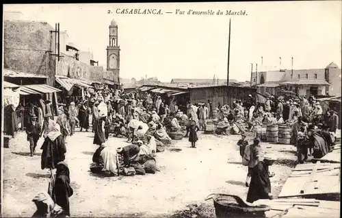 Ak Casablanca Marokko, Vue d'ensemble du Marche, Blick auf den Marktplatz