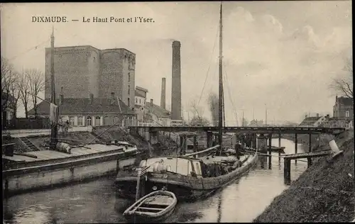 Ak Diksmuide Dixmude Westflandern, Le Haut Pont et l'Yser