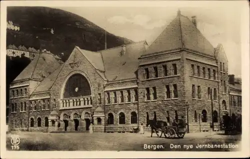 Ak Bergen Norwegen, den nye Jernbanestation