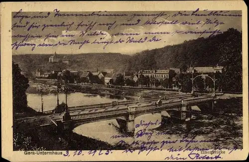 Ak Untermhaus Gera in Thüringen, Elisenbrücke, Panorama