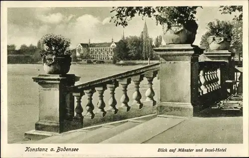 Ak Konstanz am Bodensee, Blick auf Münster und Inselhotel