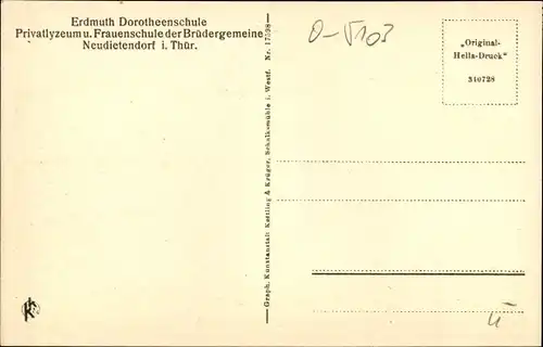 Ak Neudietendorf Thüringen, Erdmuth Dorotheenschule der Brüdergemeine, Ansicht vom Garten