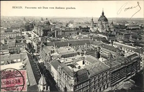 Ak Berlin Mitte, Panorama mit Dom vom Rathaus gesehen