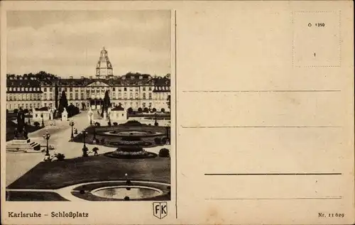 Ak Karlsruhe in Baden, Schlossplatz