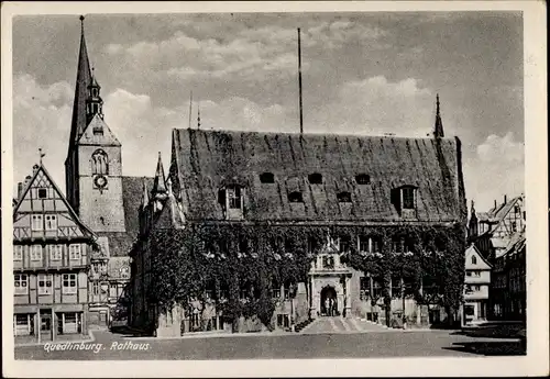 Ak Quedlinburg im Harz, Rathaus