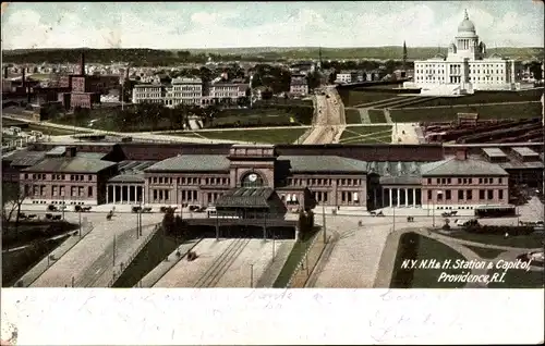 Ak Providence Rhode Island USA, N.Y.N.H. & H. Station & Capitol