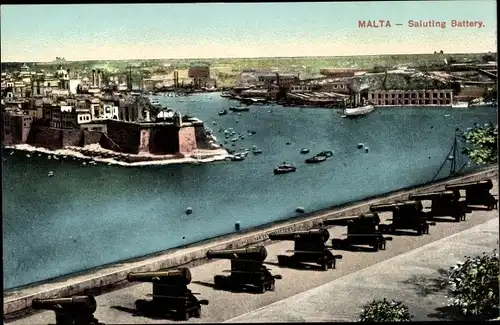Ak Malta, Saluting Battery, Festung, Salutkanonen