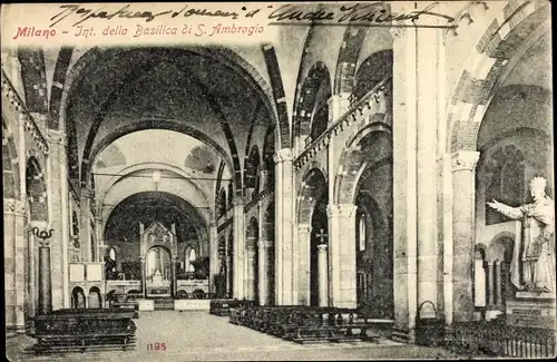 Ak Milano Mailand Lombardia, Int. della Basilica di S. Ambrogio