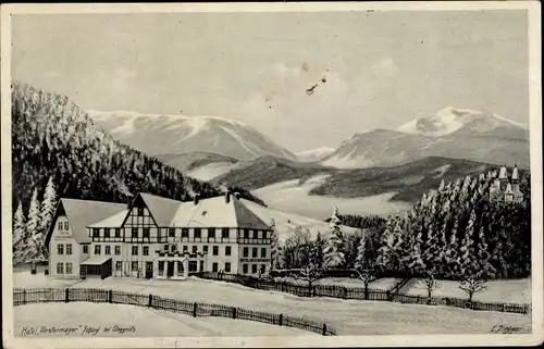 Ak Schlagl Raach bei Gloggnitz Niederösterreich, Hotel Westermayer im Winter