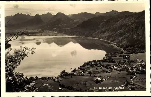 Ak Sankt Gilgen in Salzburg, Panorama mit Abersee