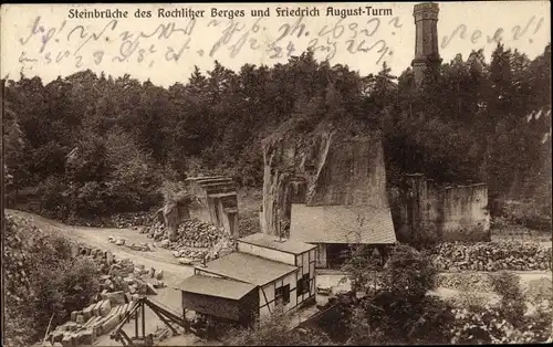 Ak Rochlitz an der Mulde, Rochlitzer Berg, Friedrich August Turm, Steinbrüche