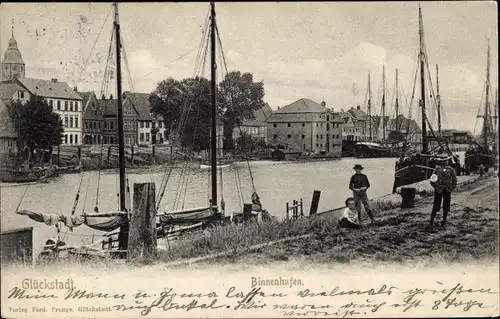 Ak Glückstadt an der Elbe, Binnenhafen