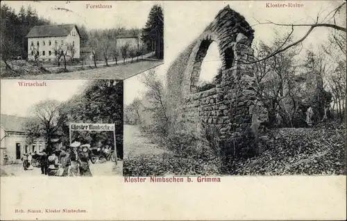 Ak Nimbschen Böhlen Grimma in Sachsen, Kloster Nimbschen, Ruine, Forsthaus, Wirtschaft